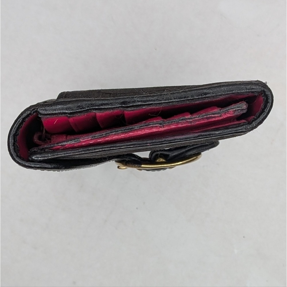 Vintage Coach Bleeker Black Signature Jacquard Canvas & Leather Buckle Wallet - Picture 5 of 15
